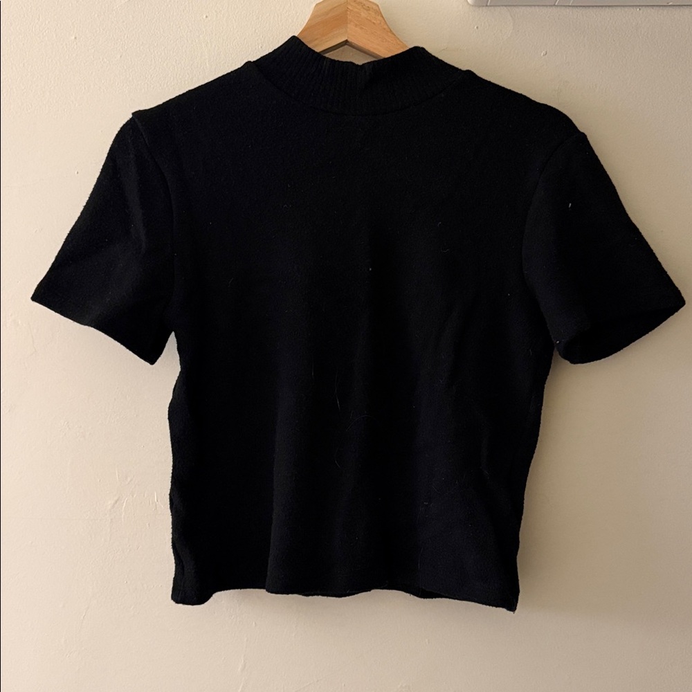 Zara Black Fitted Crop Sweater Shirt